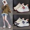 Spring new casual inner heightening platform shoes lace-up color matching student sports shoes small single shoes women's shoes