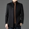 Men's Stand Collar Wool Coat with Detachable Down Liner – Thickened Loose Fit for Autumn/Winter