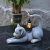Cat Garden Statue With Lamp Solar Cat Light Outdoor Figurine For Yard Patio Porch Gifts For Women Gardeners House Decorations, Birthday & Mother’s Day