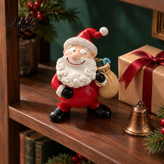 Christmas Party Table Centerpieces Santa Claus Resin Ornament, Hand Painted Festive Figurine, Vintage Durable Decor for Window Display Style