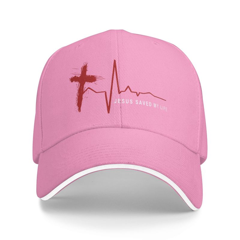 Jesus Cross Print Baseball Cap Jesus Saved My Life Retro Sandwich Baseball Caps Unisex Adjustable Snapback Hat