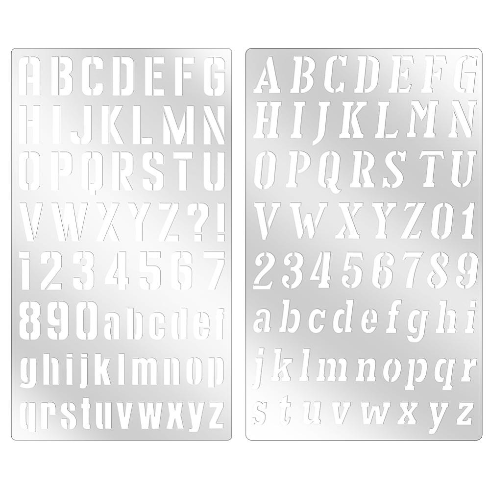 2Pcs 2 Styles Alphabet 304 Stainless Steel Hollow Out Drawing Painting Stencils for DIY Scrapbook Photo Album Stainless Steel Color Letter A~Z