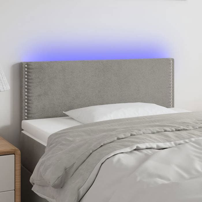 VidaXL Tête de Lit à LED Meuble de Chambre à Coucher Accessoire de Lit Simple Tête de Cadre de Lit Intérieur Gris Clair 3121508