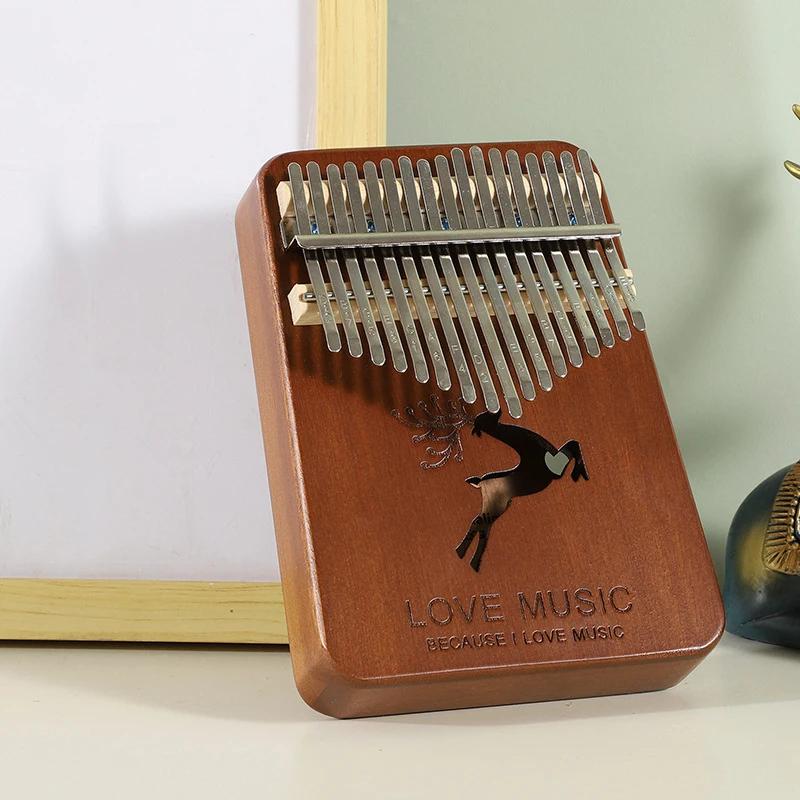 Kalimba 17 kláves palcové piano vysoce kvalitní dřevo mahagonové tělo mbira africká sanza s taškou na kalimbu kreativní hudební skříňka prstové piano