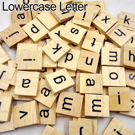 100 Pcs Wooden Alphabet Tiles English Letters DIY Wood Crafts Kids Toy 18x20mm