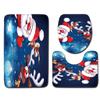 4pcs Shower Christmas Curtain Toilet Cushion Set Cover Mat Pad Rug Xmas Bathroom