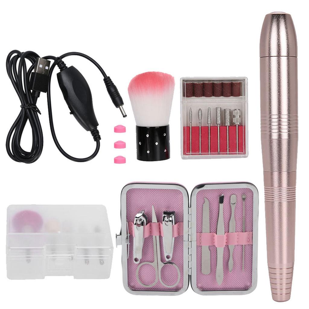 19000RPM MultiFunctional Portable Electric Nail Drill Pen Nail Clipper Set Manicure Tool