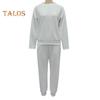 2 Teile/satz Frauen Top Hosen Anzug Strass Dekor O Hals Langen Ärmeln Patchwork Sport Sweatshirt Elastische Taille Hose Fitness Outfit Herbst frühling