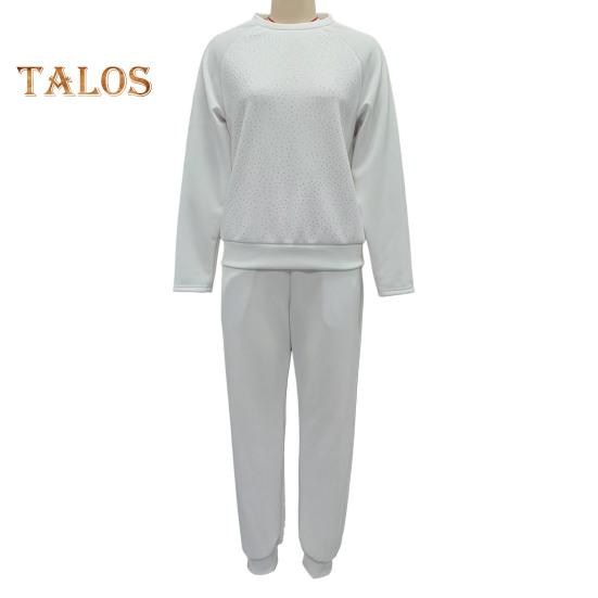 2 Teile/satz Frauen Top Hosen Anzug Strass Dekor O Hals Langen Ärmeln Patchwork Sport Sweatshirt Elastische Taille Hose Fitness Outfit Herbst frühling