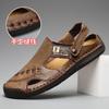Men's Genuine Leather Cross-Border Baotou Sandals: Non-Slip Soft-Soled Shoes, Dual-Purpose Outdoor & Casual Beach Wear.