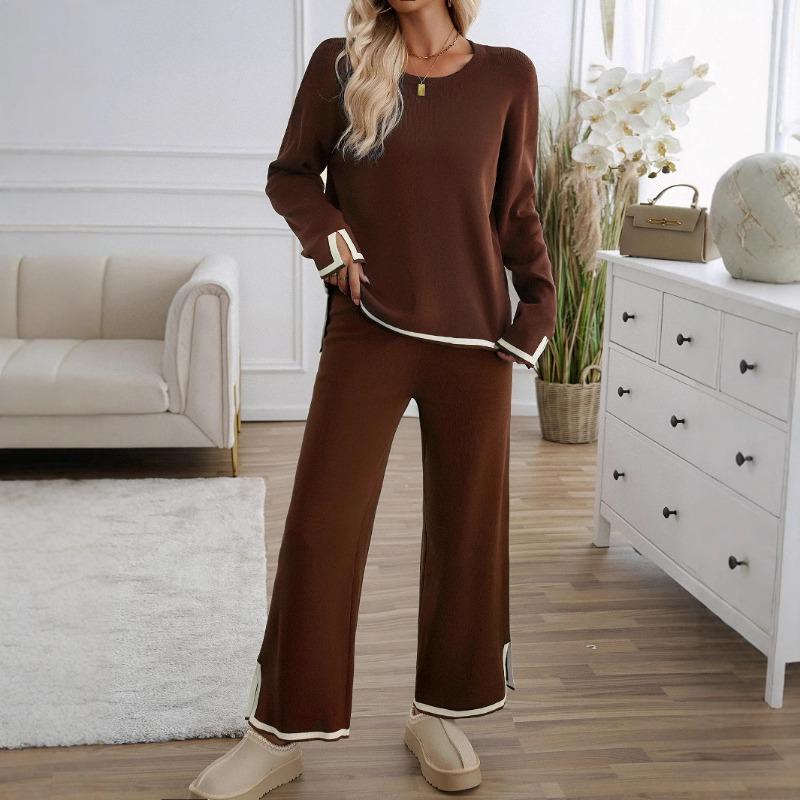 

Повседневный и простой стиль Прямые брюки Однотонный женский костюм с длинным рукавом для весны и лета XL коричневый