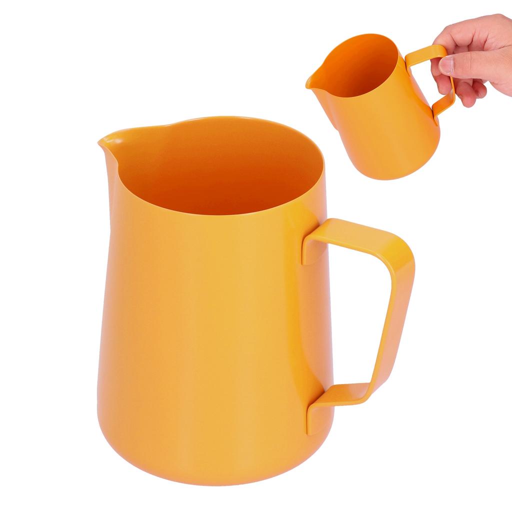 600ml Rostfritt Stål Skumkanna Mjölk Kaffe Skumkanna med Spetsig Hällpip för HemmetOrange