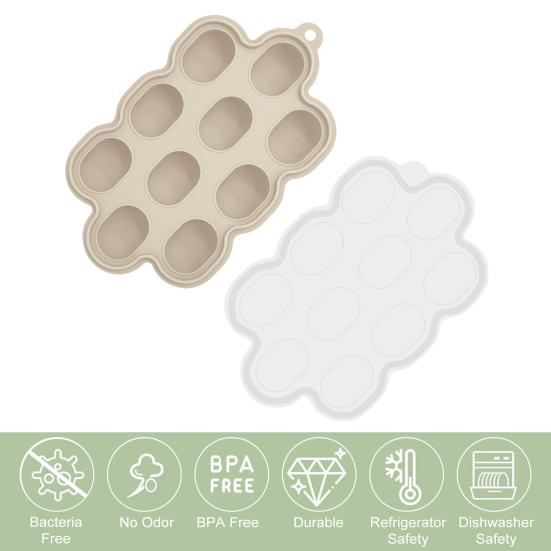 Silicone Toddle Food Freezer Tray with Lid BPA-Free Breastmilk Storage Container Nibble Tray for Teething Ice Cubes Fruit Purees