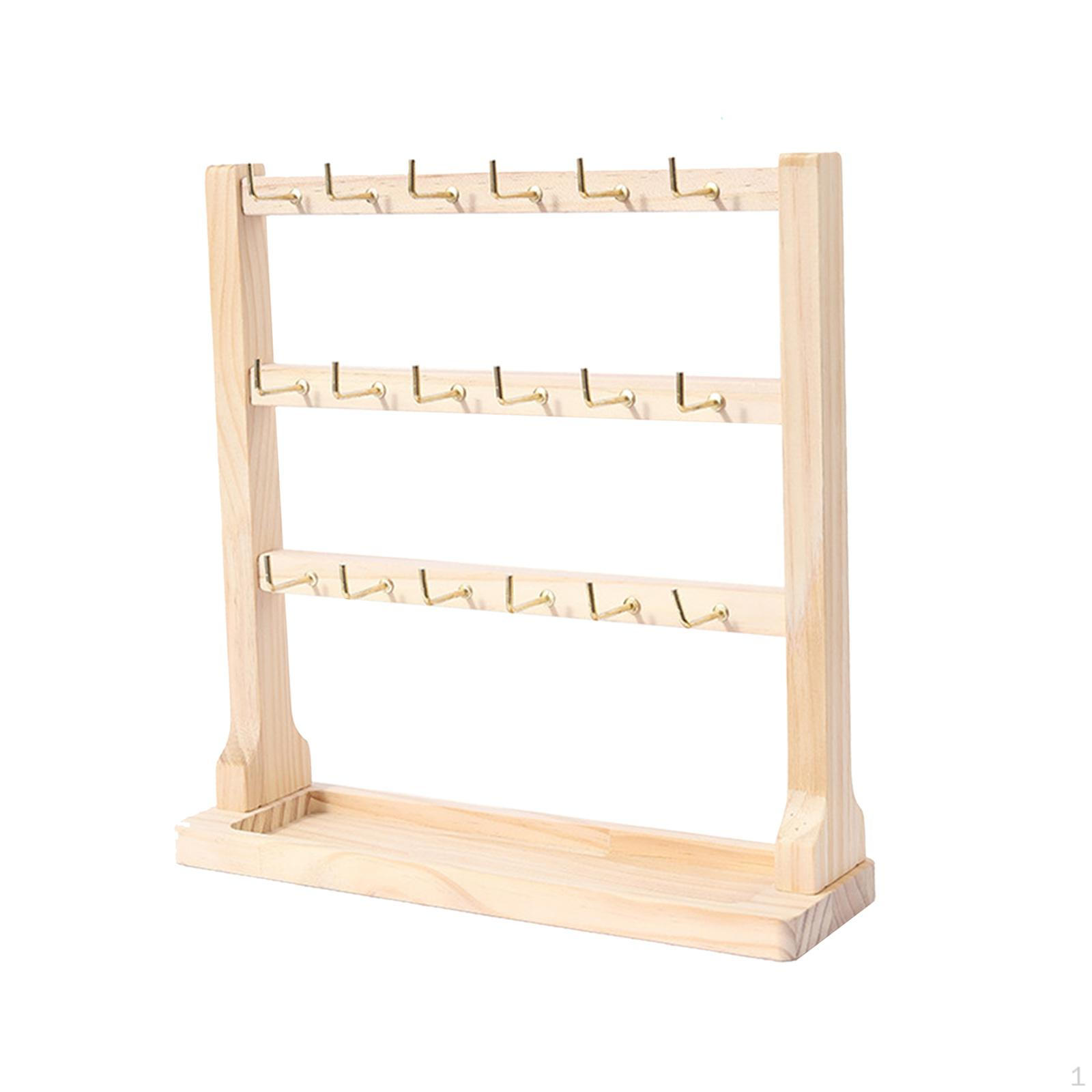 

Элегантный деревянный органайзер для колец и сережек 3 Tiers