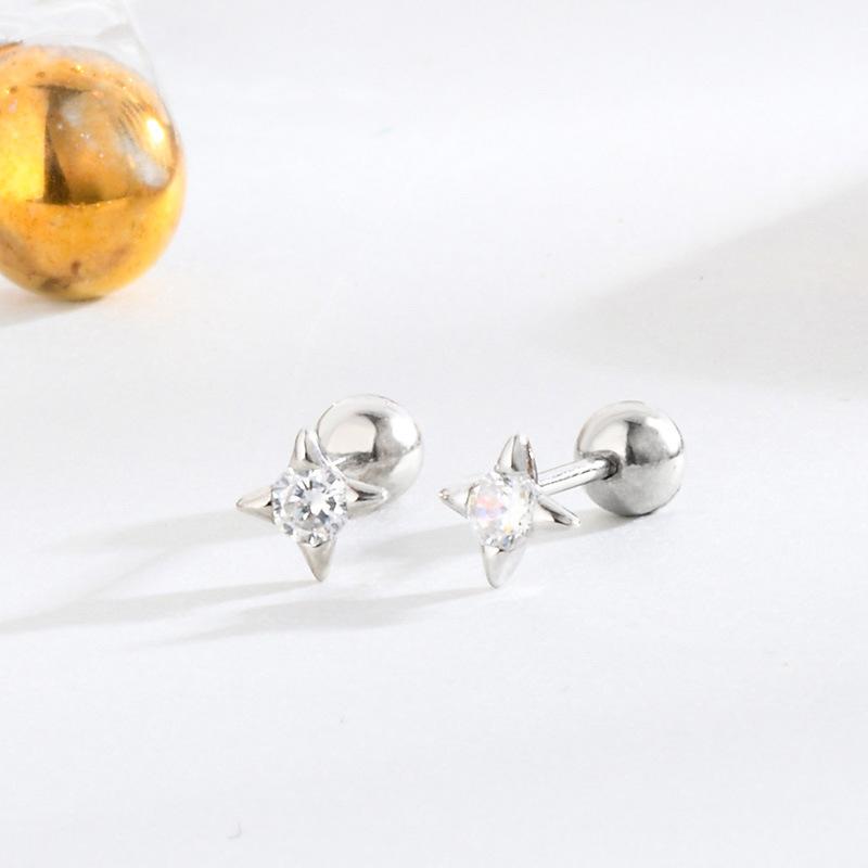 Ear Bone Nails Simple Star Twist Screws Women'S Ear Holes Earrings Flash Drill Ear Jewelry