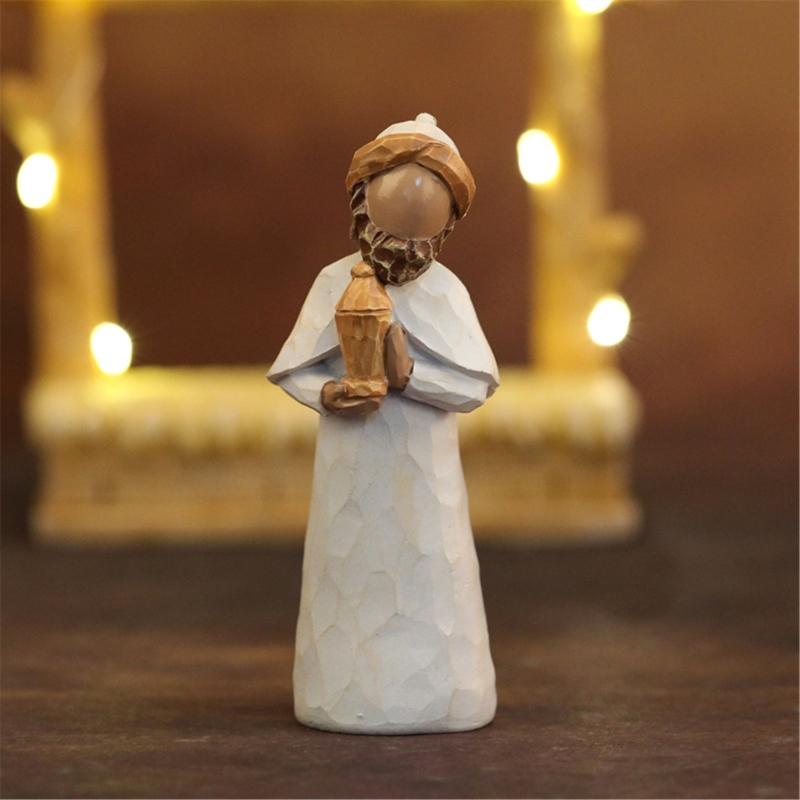 Christmas Nativity Figurines Holy Family Figure with Donkey Nativity Figure,Table Ornament Religious Christmas Decors