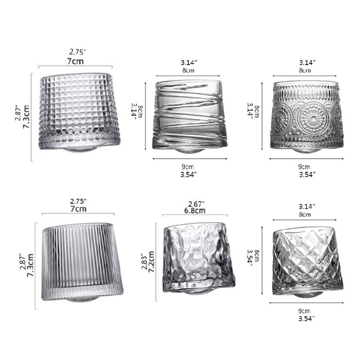 Whiskey Glasses Rotating Cups 2pcs Tumbler Men Drinking Cocktail Wine Rum Glass
