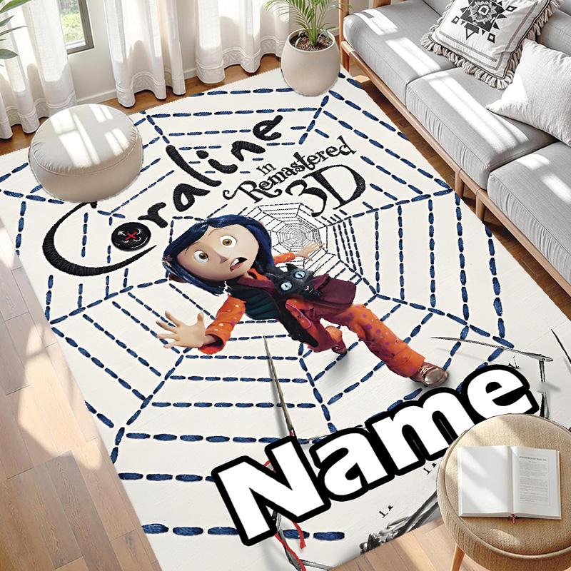 Custom Name Personalized Coraline Print Carpet, Versatile Home Decor Rug, for Playroom, Apartment, Balcony, Entryway, Hallway Gift