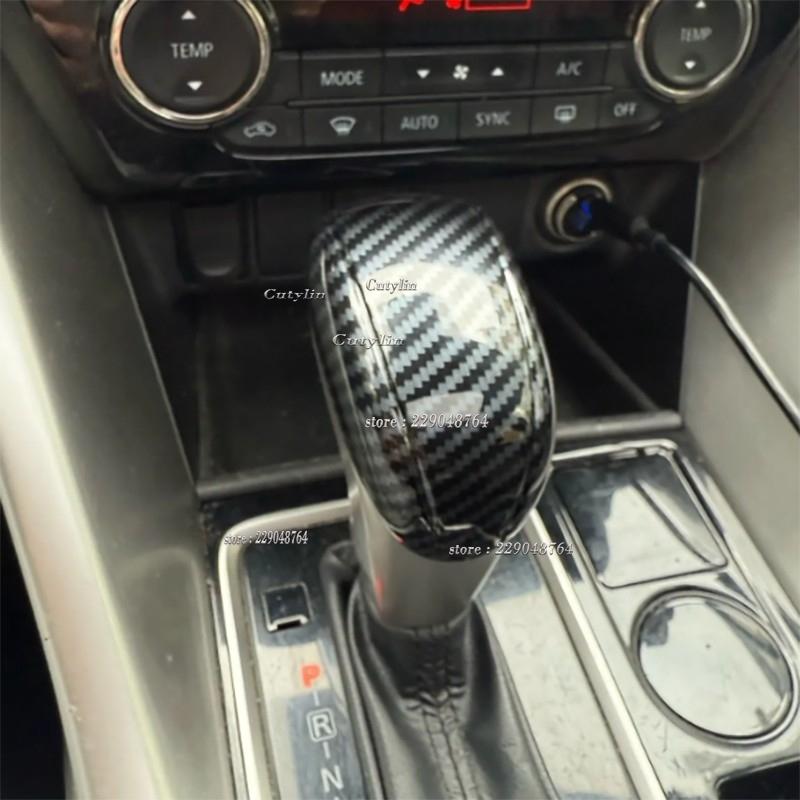 For Mitsubishi Eclipse Cross 2017- ABS Carbon Fiber Car Gear Shift Knob Gear Head Cover Trim Sticker Accessories