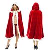 Christmas Gold Velvet Cape Costume for Adults: Men's Santa & Women's Little Red Riding Hood Cloak