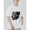 Black T Shirt with Dog Head Mechanical Design for Casual Wear