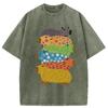 Hochwertiges Sommer-T-Shirt Lässig Locker Kurzarm Rundhals Gewaschen Säure-Tuniken Herren Bunte Capybaras Baumwoll-T-Shirts