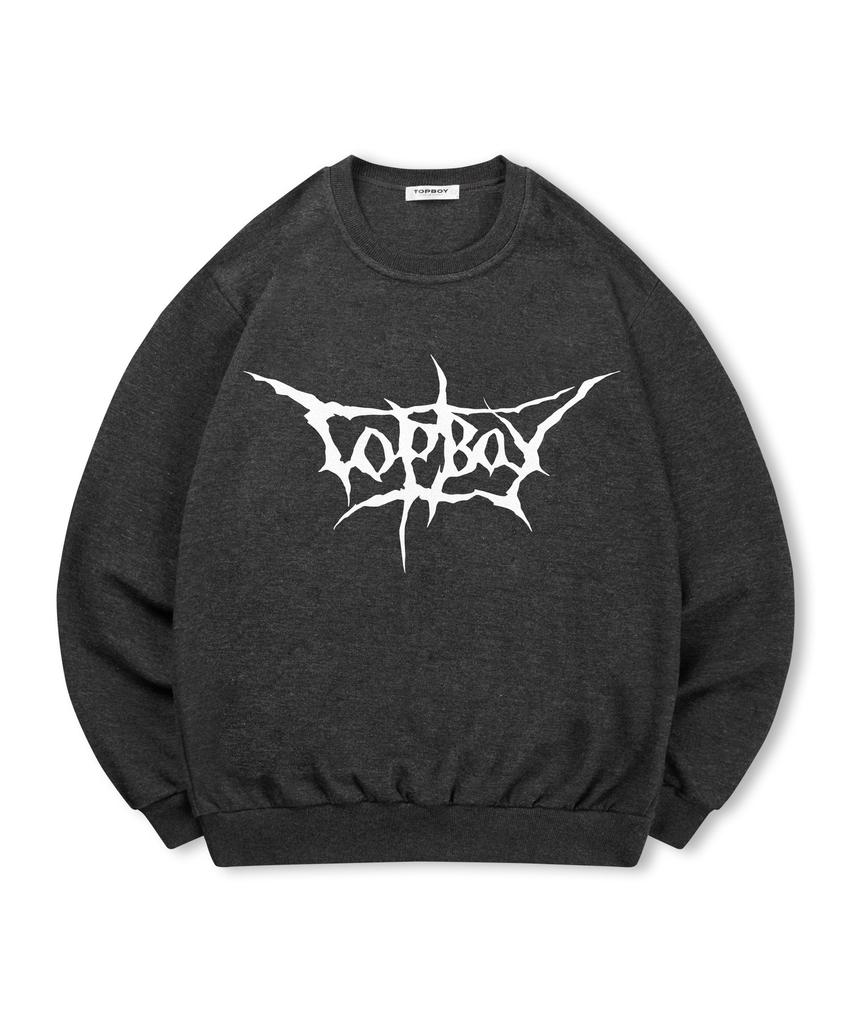 TOPBOY [Non-Fleece Or Fleece] Crack Logo Print Sweatshirt (Type C)