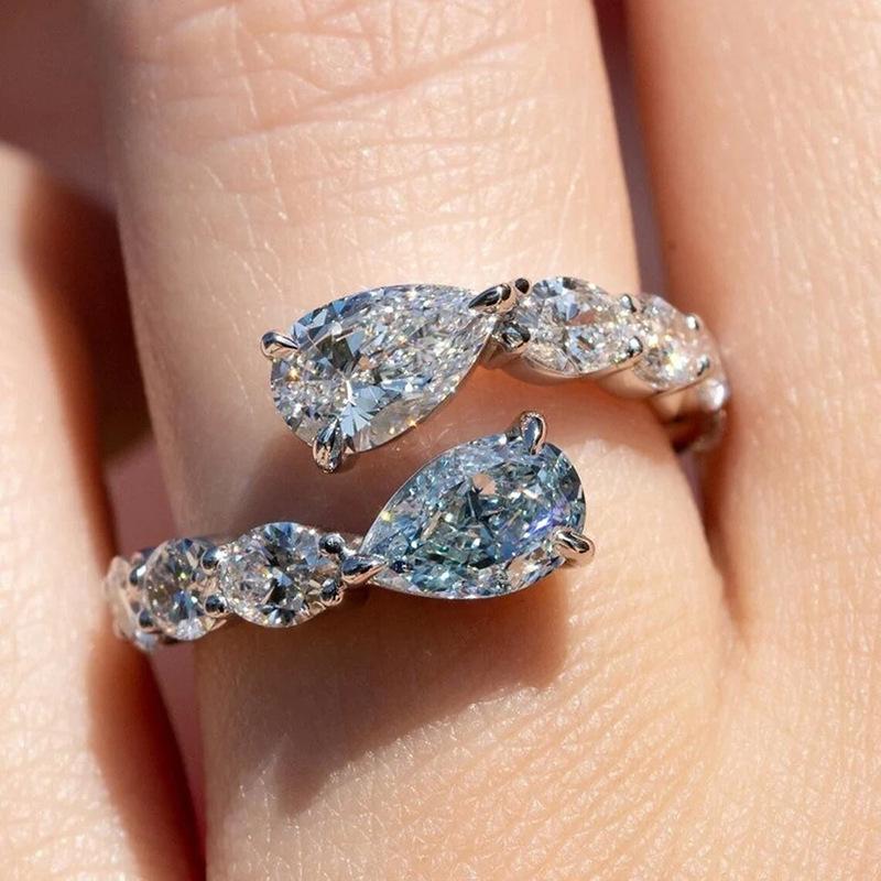 Ring, Modischer Tropfenförmiger Offener Ring, Temperamentvoller Schlangenartiger Geometrischer Damenring