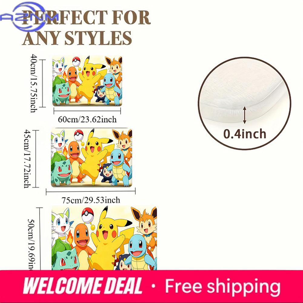 Pokemon Characters Group Print Non-slip Doormat, Soft Absorbent Floor Rug for Home Decor