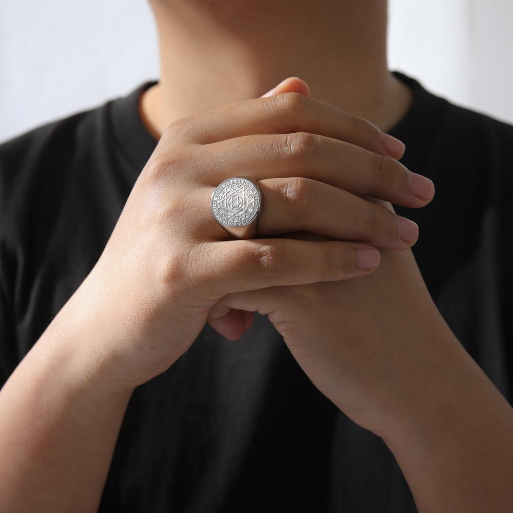 LIKGREAT Hexagram Tierkreiszeichen Ring für Männer Frauen Davidstern 12 Sternbild Ringe Edelstahl Schmuck Amulett Geschenk