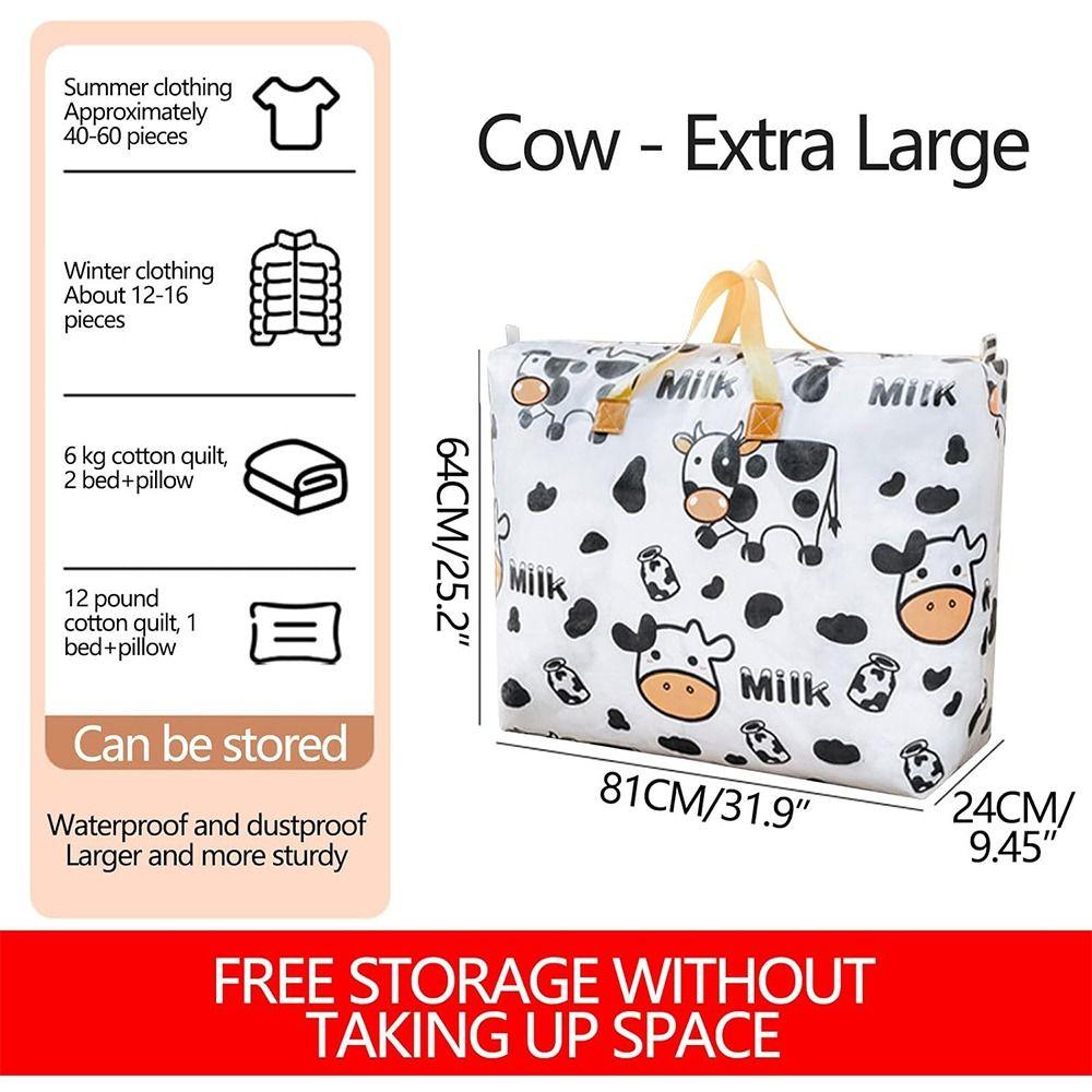 Folding Clothes Storage Organiser Cow Pattern Quilt Storage Bag Travel Compression Bag  Home
