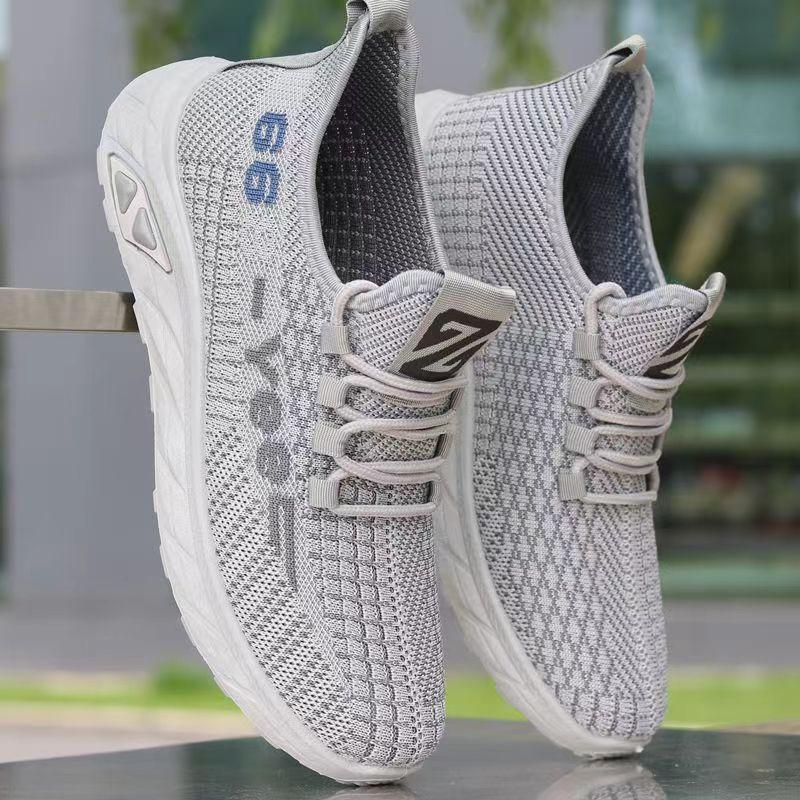 Men's shoes are breathable and lightweight in summer, men's soft-soled fly-woven mesh shoes, lazy shoes, one pedal, driving shoes