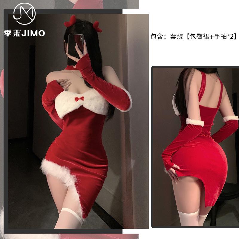 Sex underwear new Christmas clothing bunny uniform temptation tube top irregular red new robe women