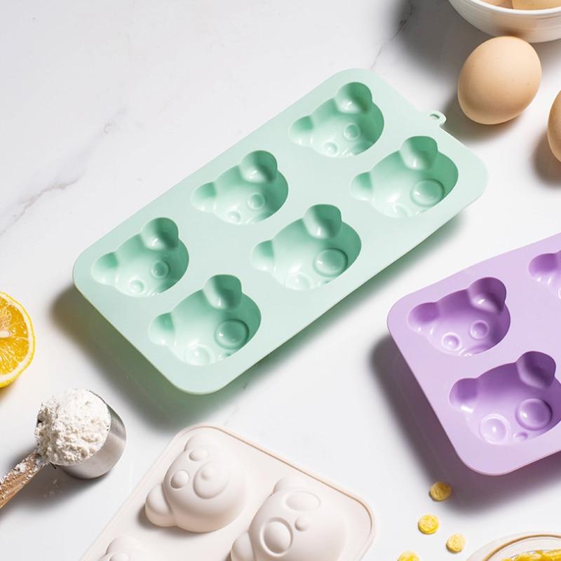 Momcbebe 6-in-1 Silicone Cake Mold, Bear Design, Green, 22.5x12.3cm Baking Pan