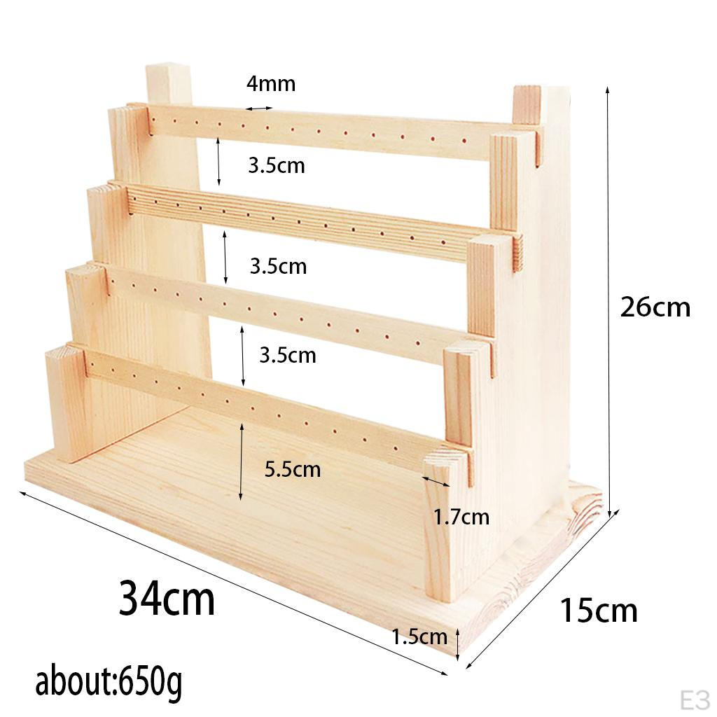 Wood Jewelry Rack Storage Display Wooden Dangle Earring Stand Holder Jewellery