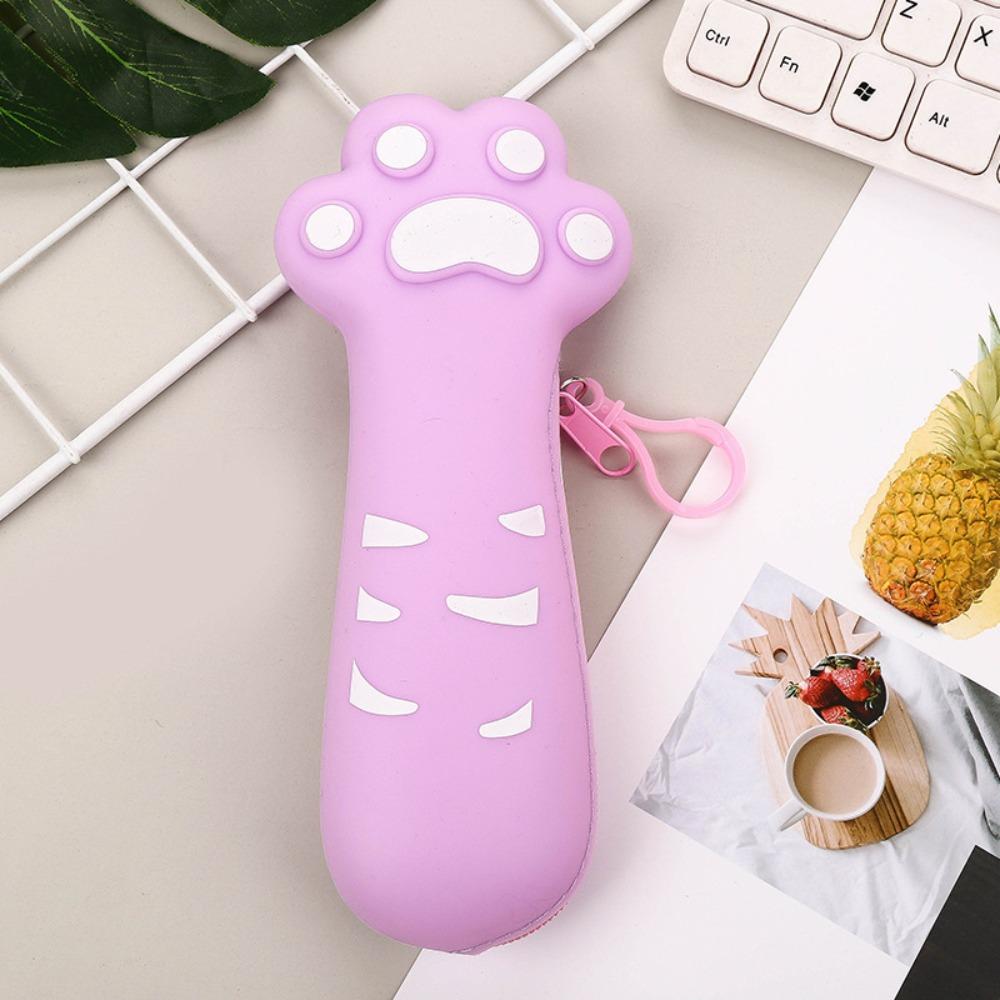 Cartoon Cute Cat Claw Silicone Pencil Case High Appearance Large Capacity Pencil Stationery Boxes Zipper Stationery Pencil Bags