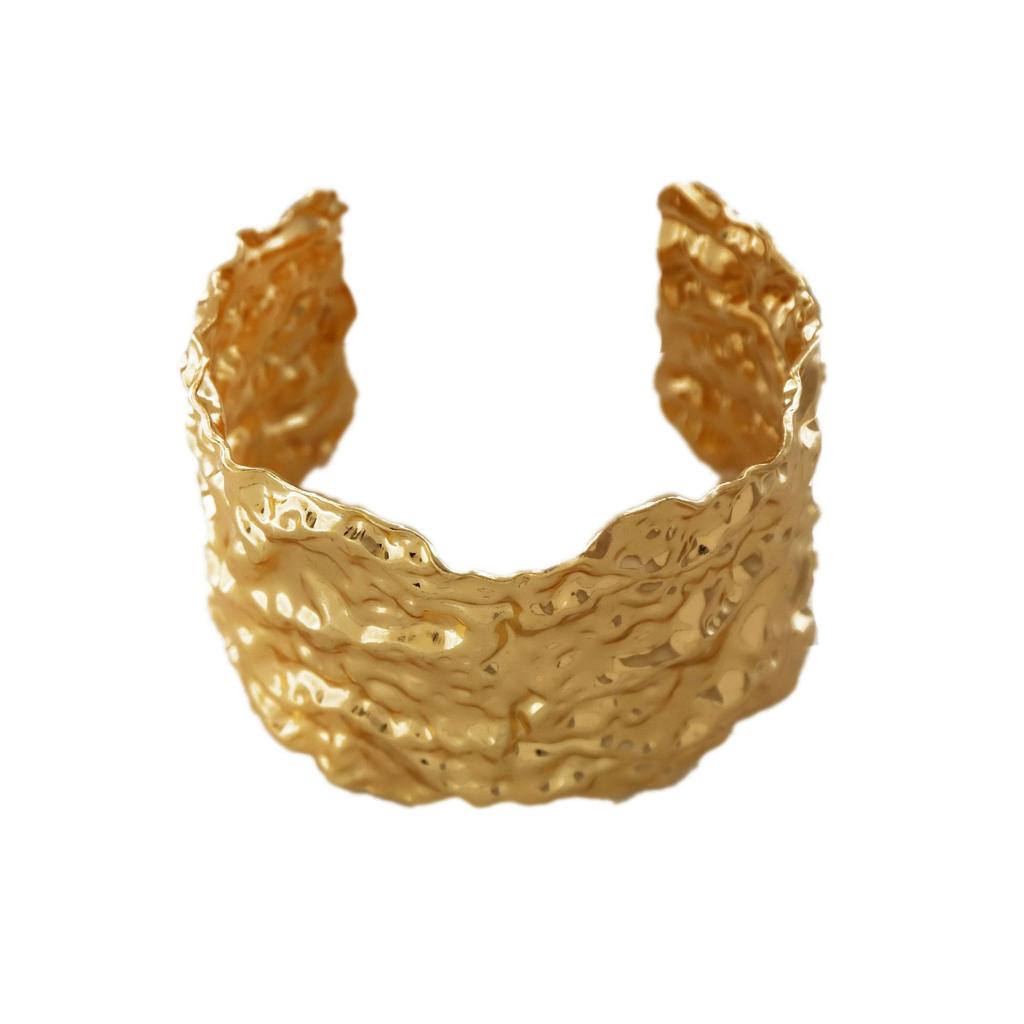 Hip-hop punk style fashion simple concave and convex metal wide women's bracelet versatile everyday casual style