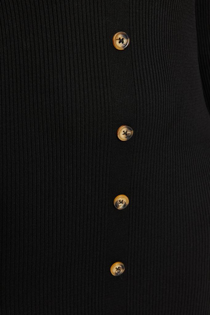 Women's Fashion New Plus Big Size Dress Black Fur Collar Knitwear Dress