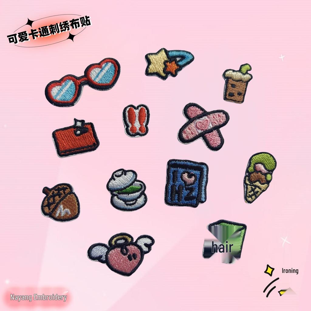 Small Cute Japanese & Korean Style Embroidered Iron-On Decorative Patch for Clothing