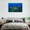 Turtle In the Blue Ocean Canvas Pictures Artwork 3 Panel Marine Life Painting Prints for Bathroom Living Dining Room Kitchen No Frame