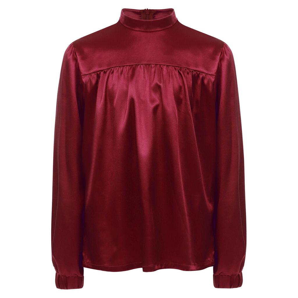 Chlapecké topy na liturgický tanec s vysokým límcem a dlouhým rukávem, se skrytým zipem vzadu, saténový top