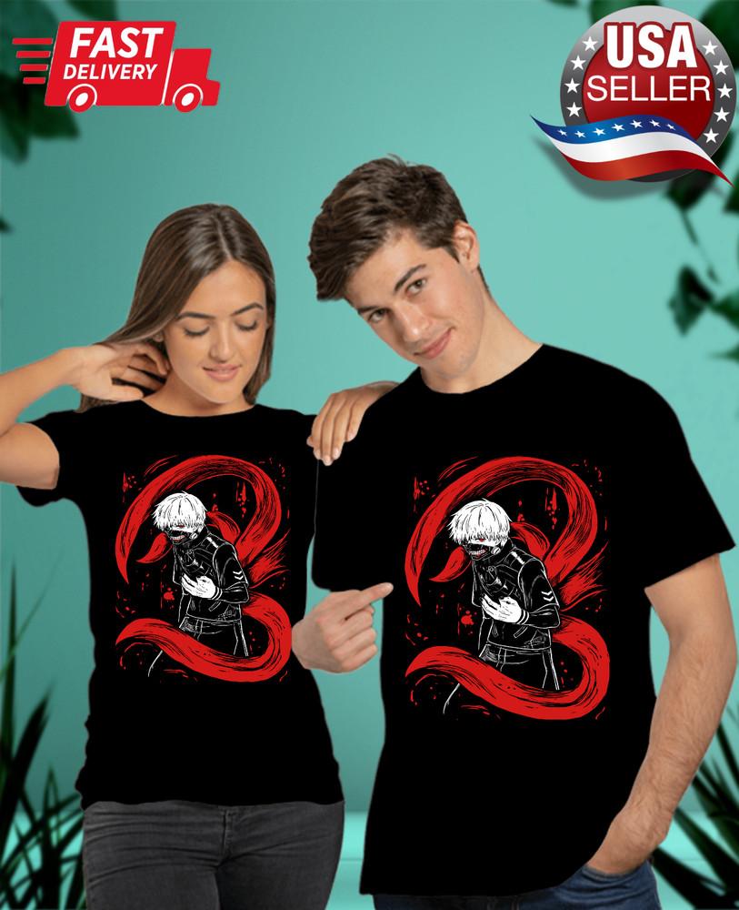 Tokyo Ghoul T-Shirt Ken Kaneki Manga Strip Horror Anime Black ShirtTee Gift 2024