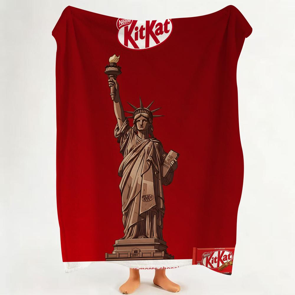 Snack K KitKat Throw Flannel Throw Blanket Suitable for Sofa Living Room Bedroom