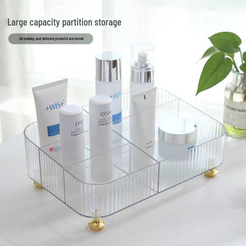 Acrylic Makeup Brush & Lipstick Organizer with Skincare Product Holder