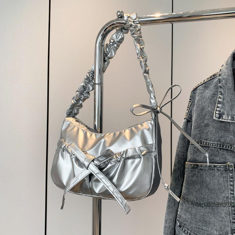 IELGY Korean Version Casual Daily All-Match Nylon Cloth Bag Simple Fashionable Pleated Cross-Body Shoulder Bag