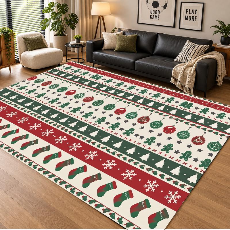 Christmas Theme Floor Carpet, Soft Area Rug, Xmas Indoor Home Holiday Decoration