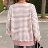 Women's Striped Side Slit Pullover Sweatshirt Loose Fit Long Sleeve Top for Fall Winter