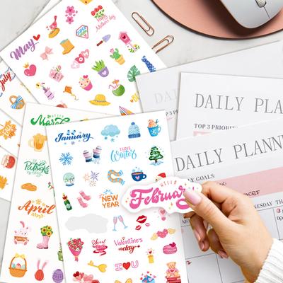 Planungssticker, Süße Cartoon-Pläne, Notizbuch, Scrapbook, Wöchentlich, Monatlich, Feiertage, Saisonale Planer-Sticker