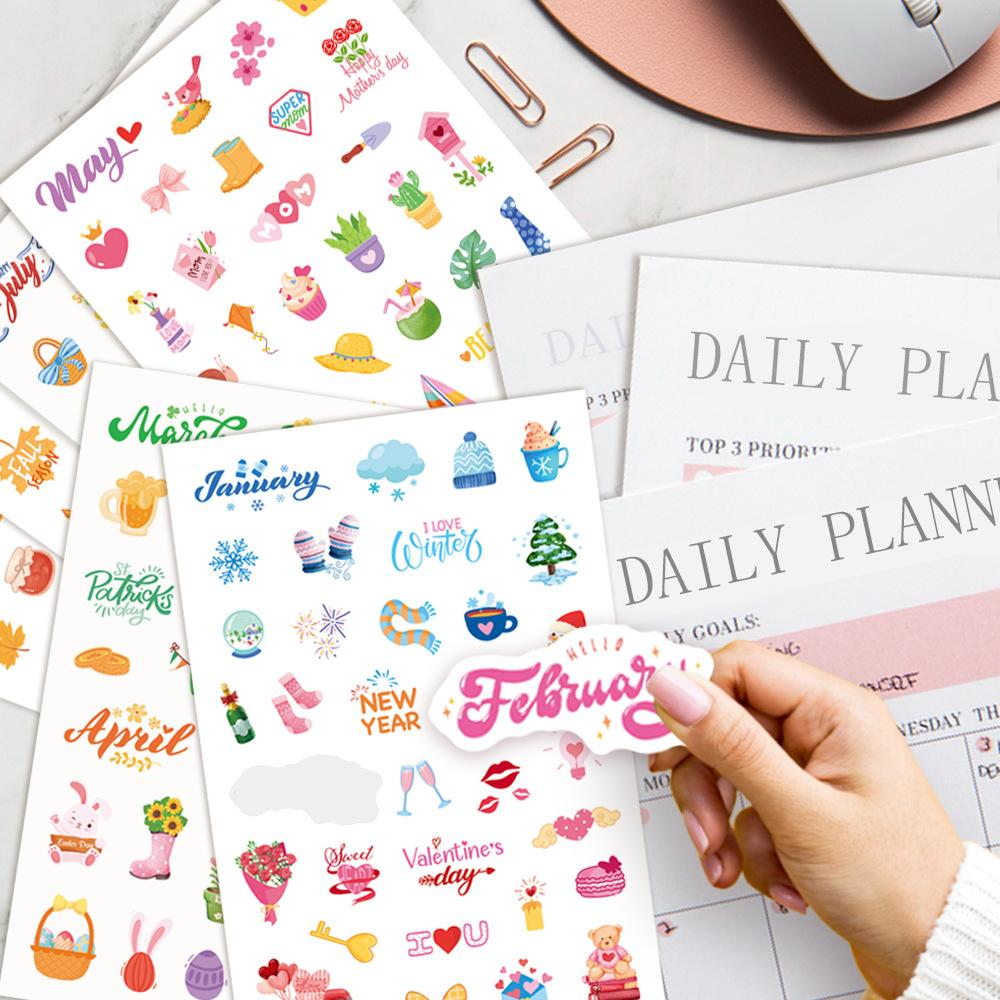 Planning Stickers, Cartoon Cute Plan, Notebook, Scrapbook, Weekly, Monthly, Holiday, Seasonal Plan Stickers