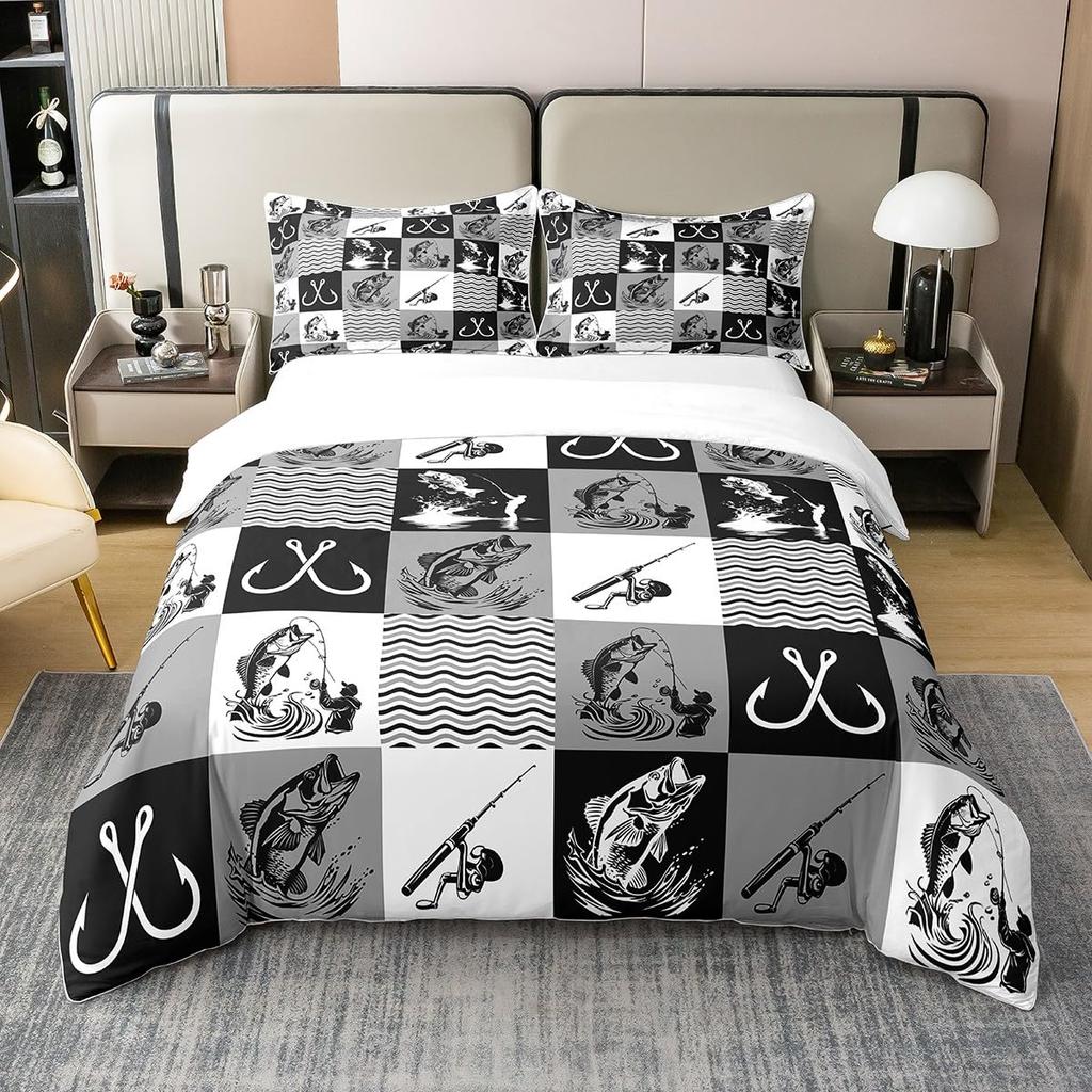 Fischerei Bettwäsche Sets Für Erwachsene Queen Size Bettbezüge Leichte Daunen Zimmer Dekoration 2 Kissenbezüge 1 Bettbezug Ohne Bettdecke
